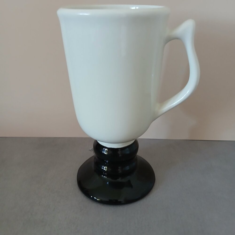 Vintage Hall Irish Coffee Pedestal Mug-White with Black #1272